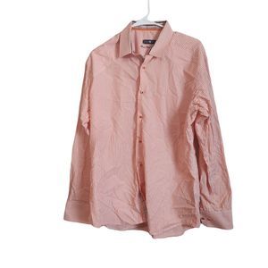 STONE ROSE Black Rivet Collection Orange Stripped Shirt Men Size 4 or XL